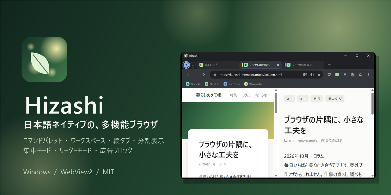 Hizashi のソーシャル用画像